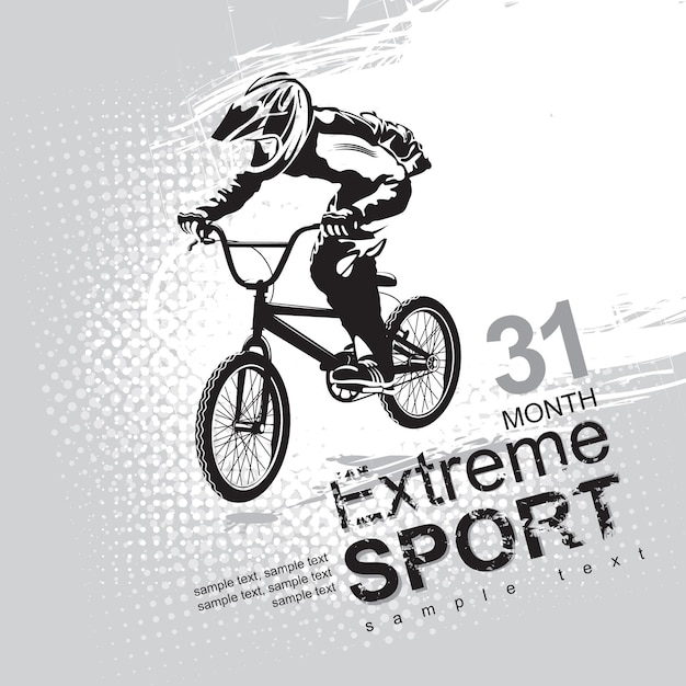 Vector cartel para evento de deportes extremos con ciclista