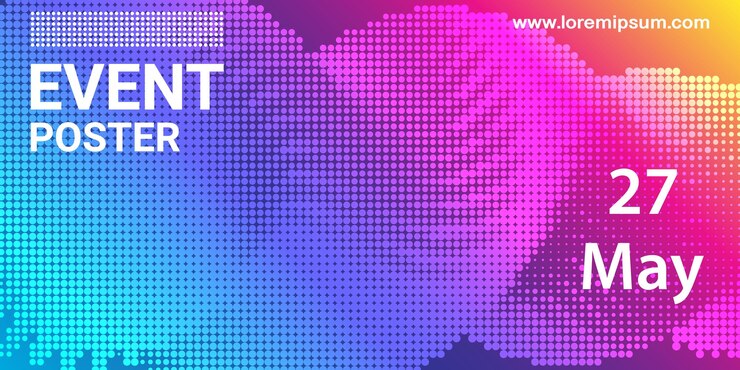 Vector cartel de evento de diseño digital abstracto colorido con plantilla de letras veintisiete de mayo