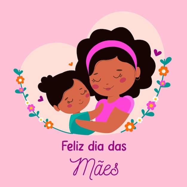 Cartel de evento de feliz día de la madre con madre e hijo