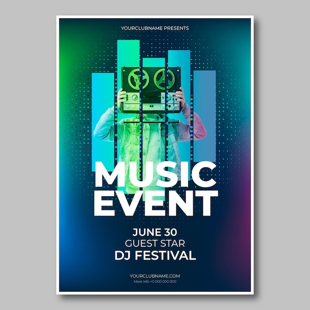 Vector cartel del evento musical 2021 con foto