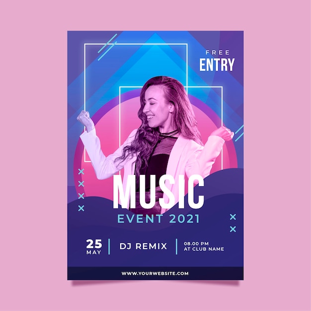 Vector cartel del evento musical 2021 con foto