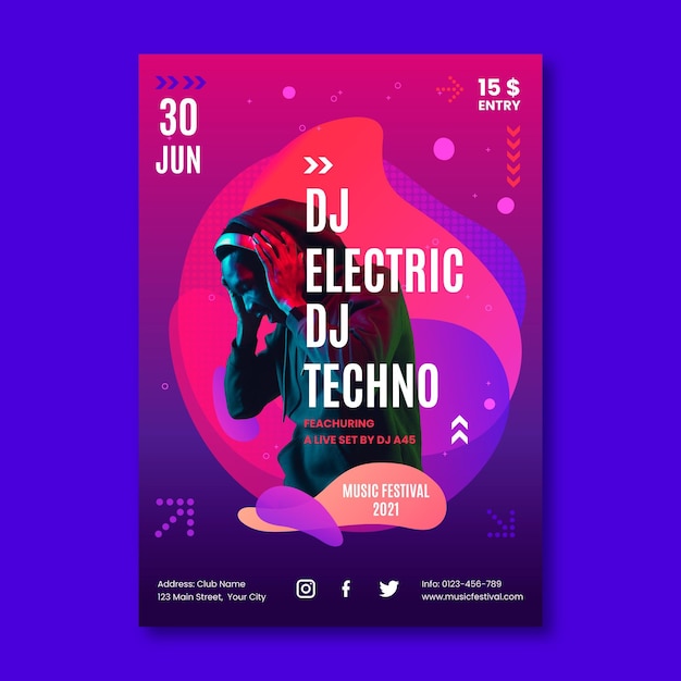 Vector cartel del evento musical para 2021