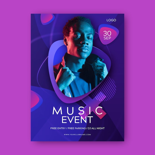 Vector cartel de evento musical con foto