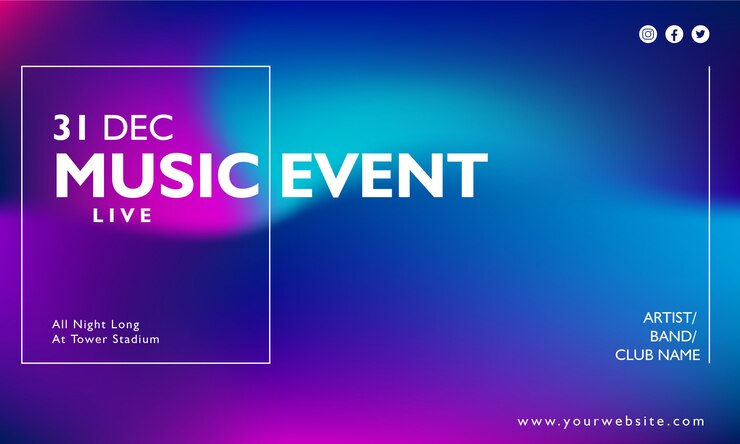 Vector cartel de evento musical sobre fondo degradado