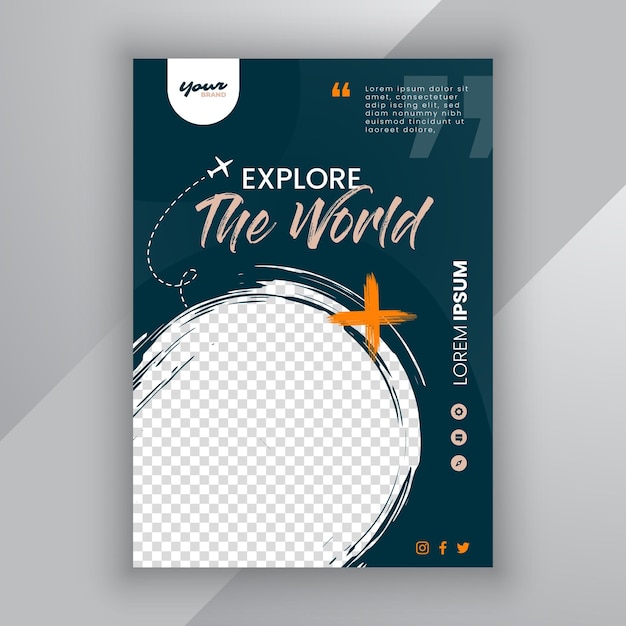 Vector un cartel para un evento que dice explorar el mundo.