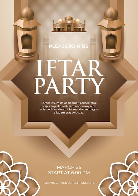 Un cartel para un evento que dice fiesta iftar.