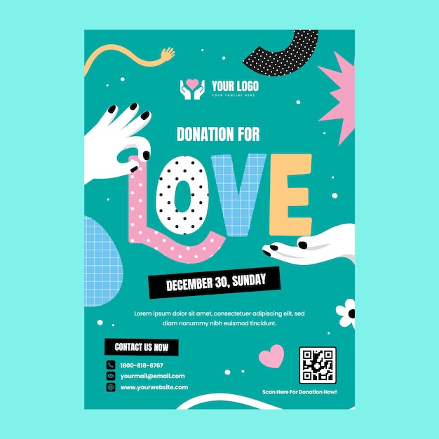 Cartel de evento de recaudación de fondos dibujado a mano