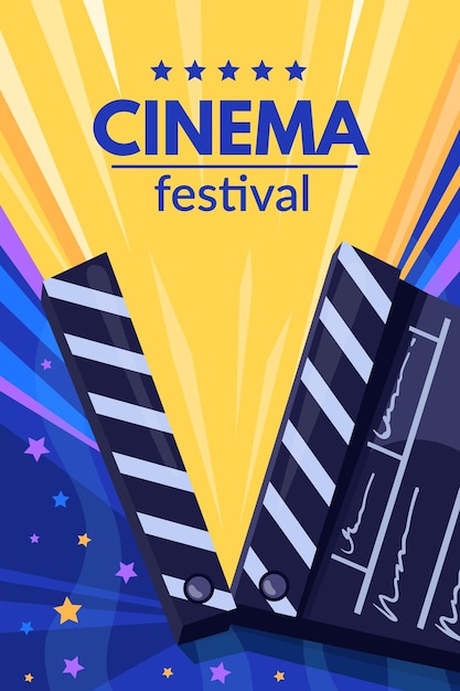 Cartel de eventos de película Banner de festival de cine badajo de película fondo de publicidad estreno película cinematografía producción rendimiento espectáculo nocturno evento