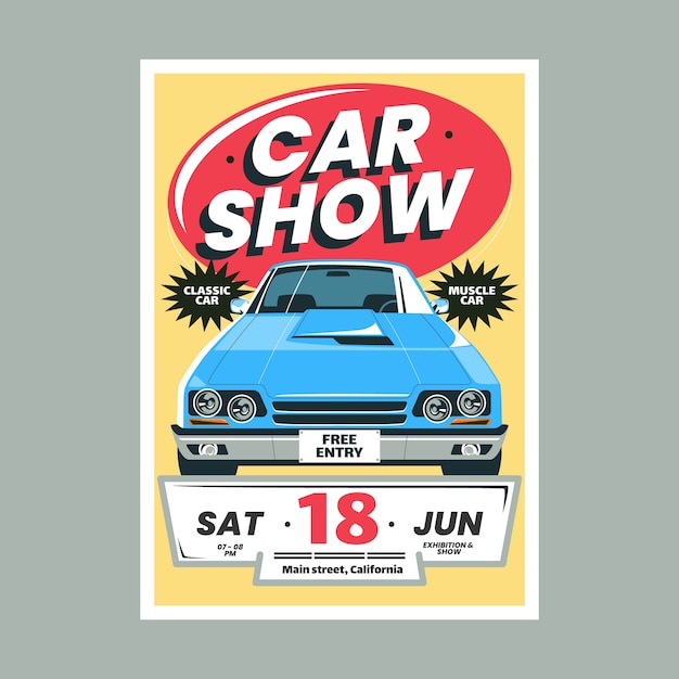 Cartel de exhibición de autos de diseño plano