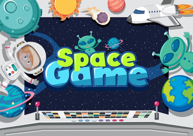 Cartel con extraterrestres y astronautas en el espacio