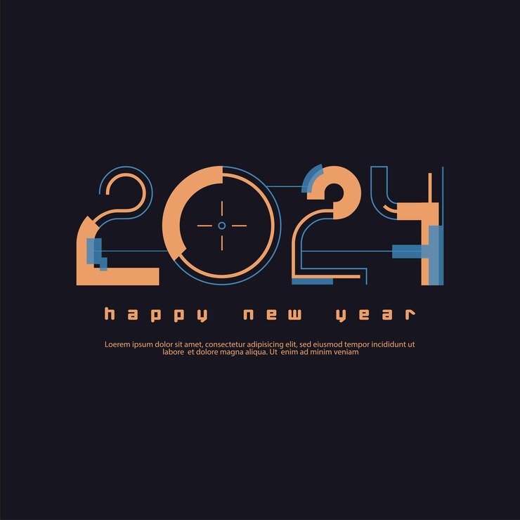 Un cartel de feliz año nuevo 2020 con una cruz y un símbolo que dice 2024.