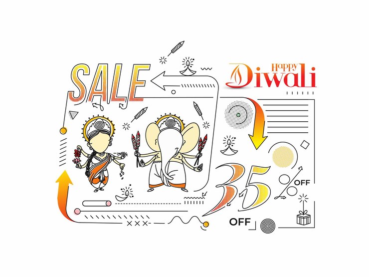 Vector cartel feliz de la bandera de la venta de diwali, ilustración del vector.
