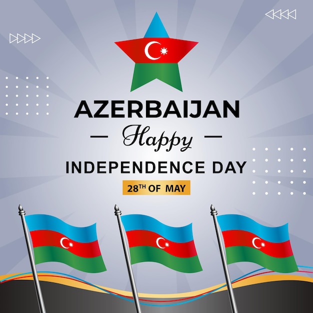 Un cartel para el feliz día de la independencia de azerbaiyán con banderas y estrellas.