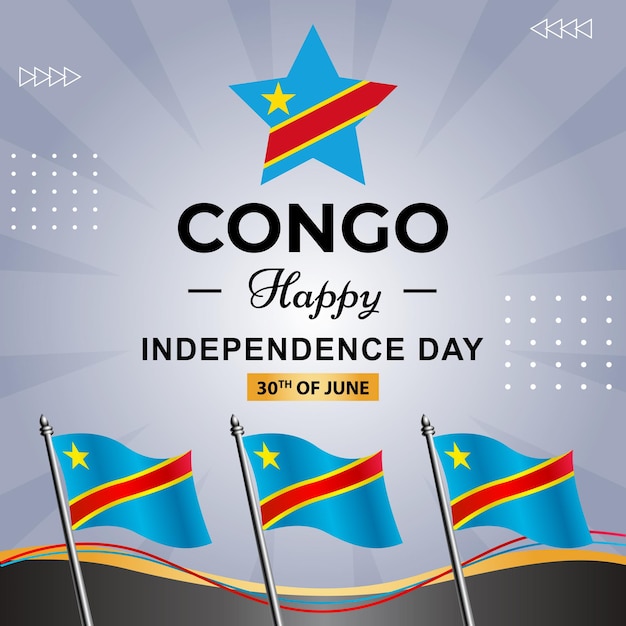 Vector un cartel para el feliz día de la independencia del congo con banderas.