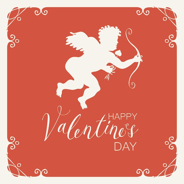 Cartel de feliz día de san valentín con cupido