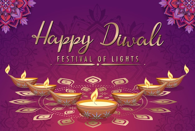Cartel feliz del festival de luces de Diwali
