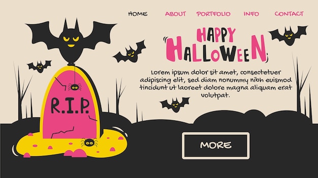 Cartel de feliz Halloween Sitio web espeluznante o página de inicio de plantilla de banner