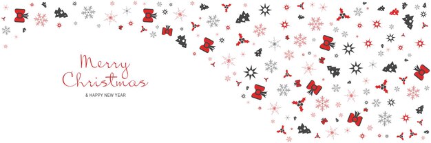 Cartel de feliz Navidad y año nuevo 2022 Banner mínimo de Navidad con árboles copos de nieve estrellas