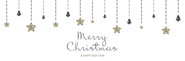 Cartel de feliz Navidad y año nuevo 2022 Banner mínimo de Navidad con borde de símbolos de vacaciones