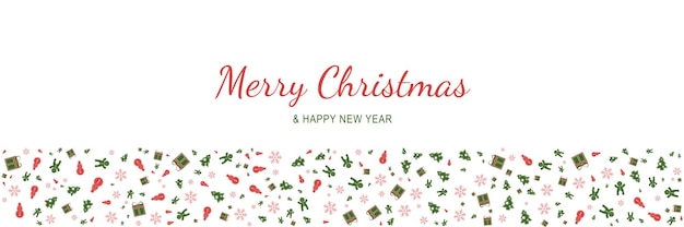 Cartel de feliz Navidad y año nuevo 2022 Banner mínimo de Navidad con patrón de símbolos de vacaciones
