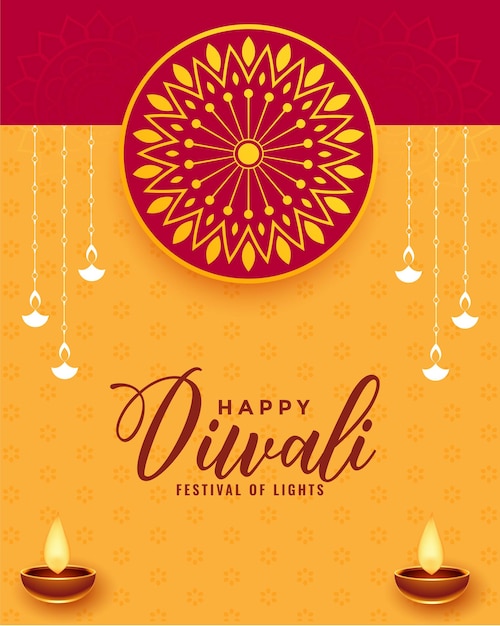 Cartel feliz del vector de diwali