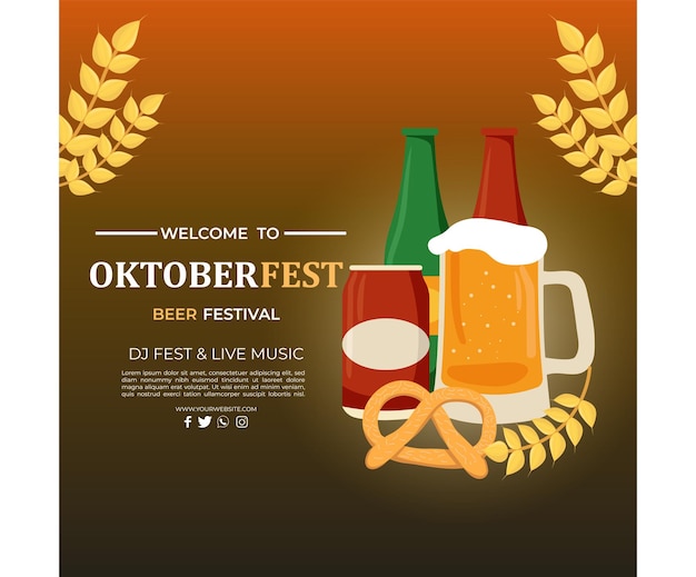 Vector cartel del festival de la cerveza oktoberfest o plantilla de volante ilustración vectorial
