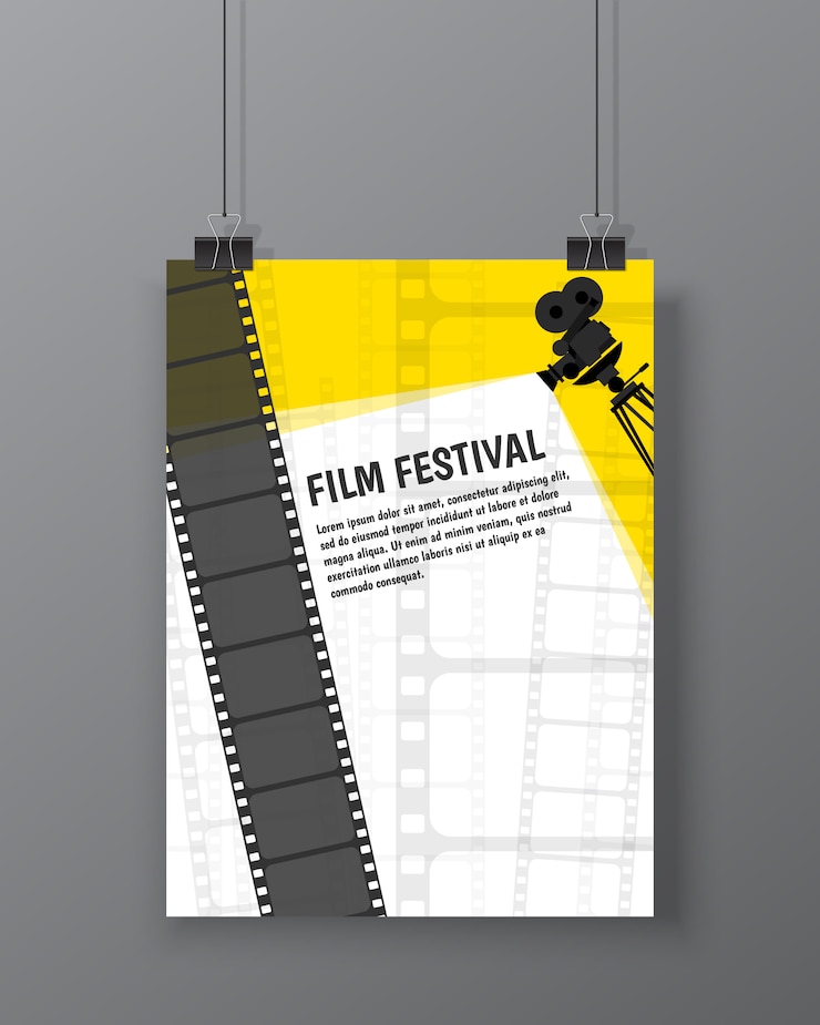 Vector cartel del festival de cine o plantilla de volante