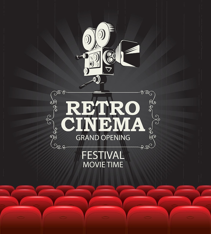 Vector cartel del festival de cine con películas retro