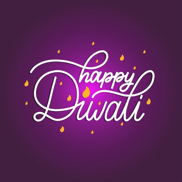 Vector cartel del festival de diwali con letras a mano. tarjeta de felicitación o invitación de vacaciones indias.