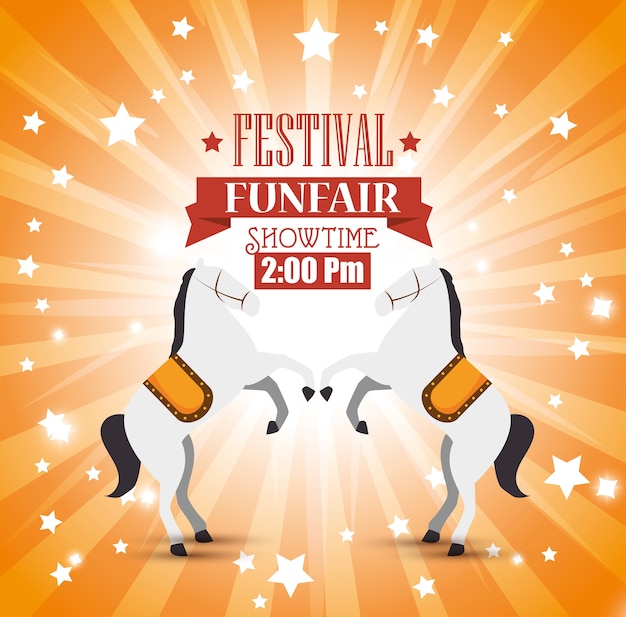 cartel festival funfair caballos entretenimiento