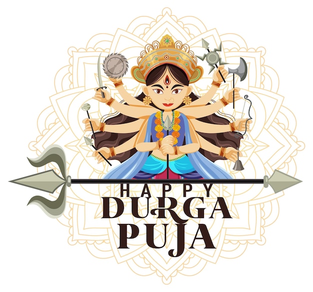 Vector cartel del festival indio happy durga puja