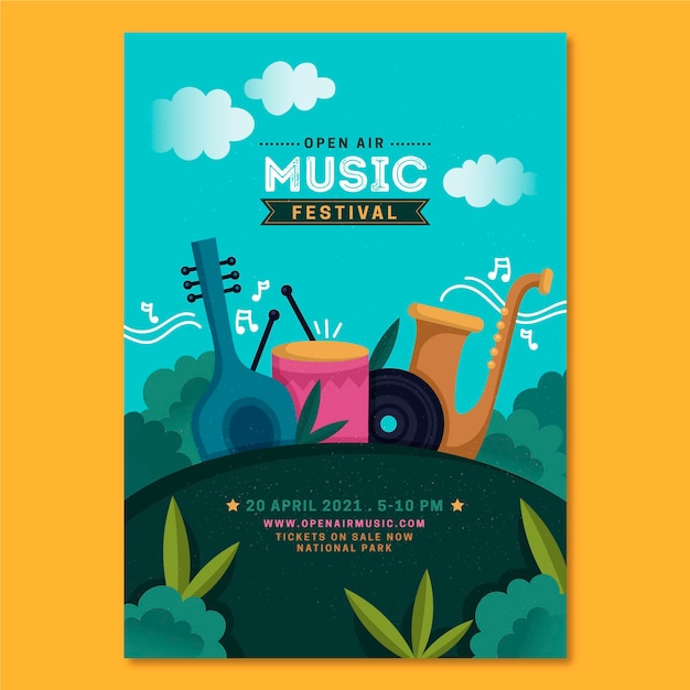 Cartel del festival de música al aire libre.