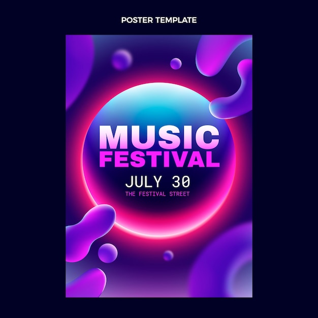 Cartel de festival de música colorido degradado