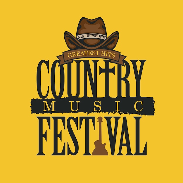 Cartel para el festival de música country sobre fondo amarillo