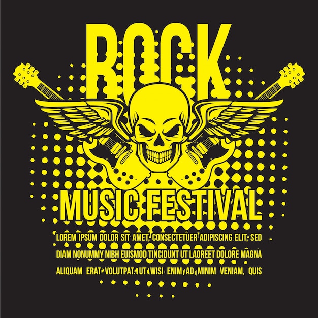 Vector cartel de festival de música rock y plantilla de diseño de banner