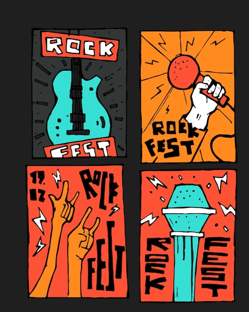 Cartel del festival de música rock