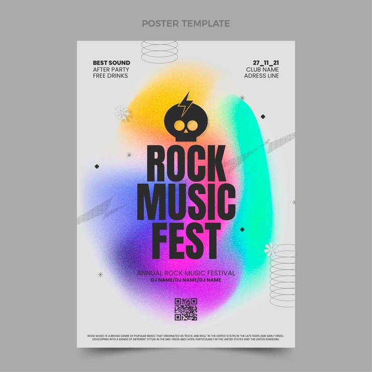 Vector cartel del festival de música de textura degradada
