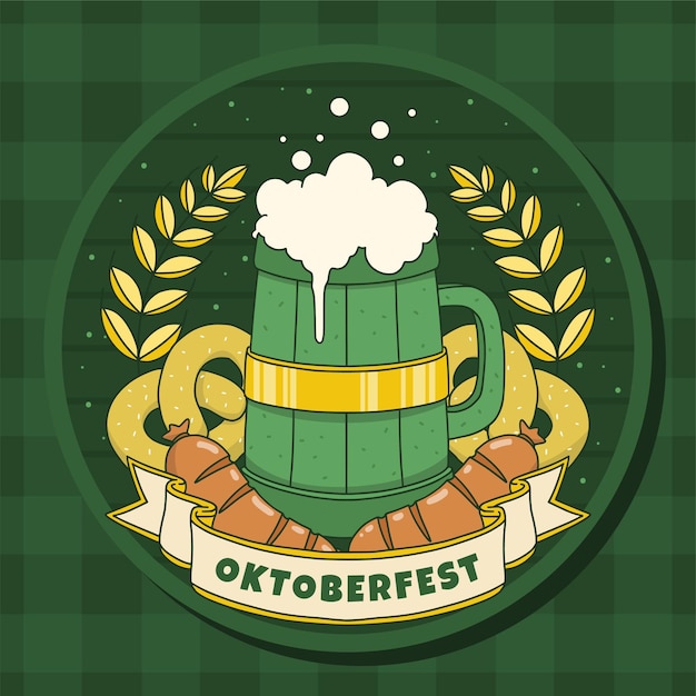 Cartel del festival oktoberfest dibujado a mano