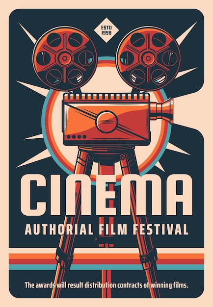 Vector cartel del festival de películas de cine.