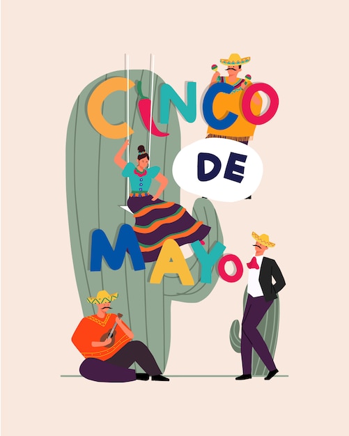 Vector cartel festivo mexicano del cinco de mayo