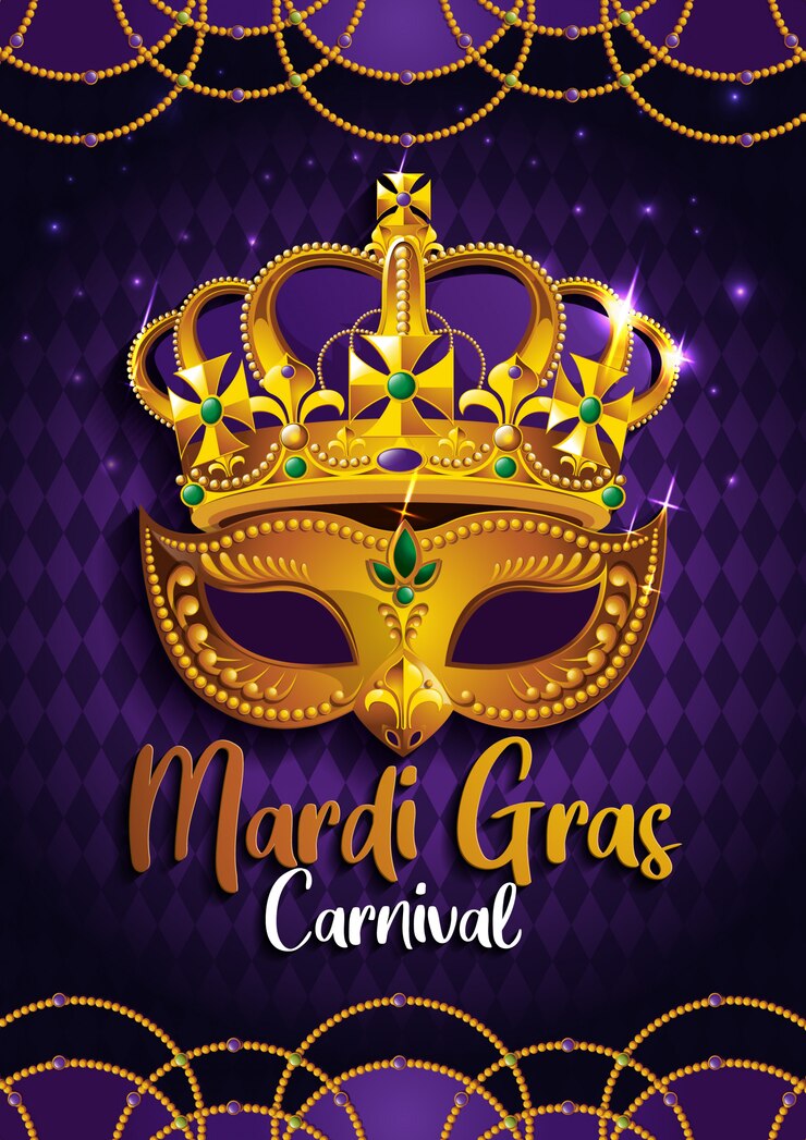 Cartel de la fiesta de carnaval de Mardi Gras