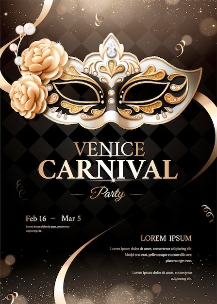 Vector cartel de fiesta de carnaval de venecia