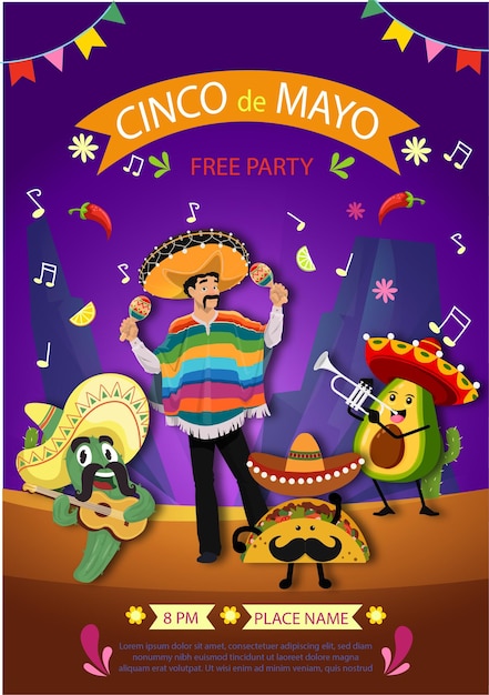 El cartel de la fiesta del Cinco de Mayo