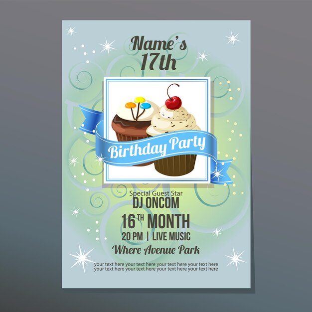 cartel de fiesta de cumpleaños con Magdalena