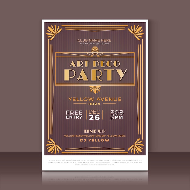 Vector cartel de fiesta degradado art deco