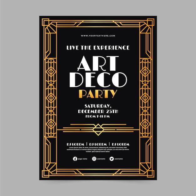 Cartel de fiesta degradado art deco