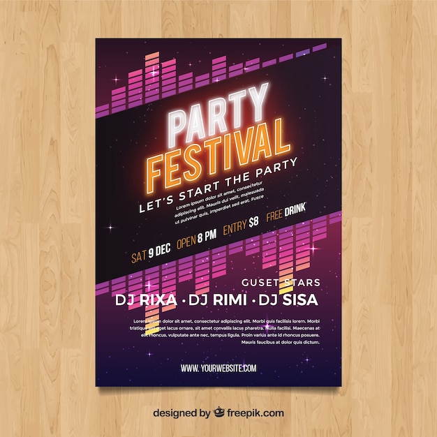 Cartel de fiesta de festival en estilo abstracto