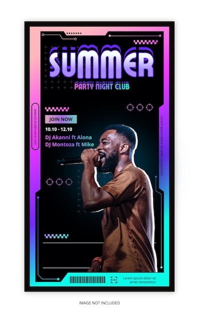 Un cartel de fiesta futurista con estilo de gradiente en Instagram