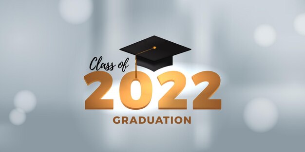 Vector cartel de la fiesta de graduación de la clase 2022 para felicitar a los graduados con un elegante fondo blanco