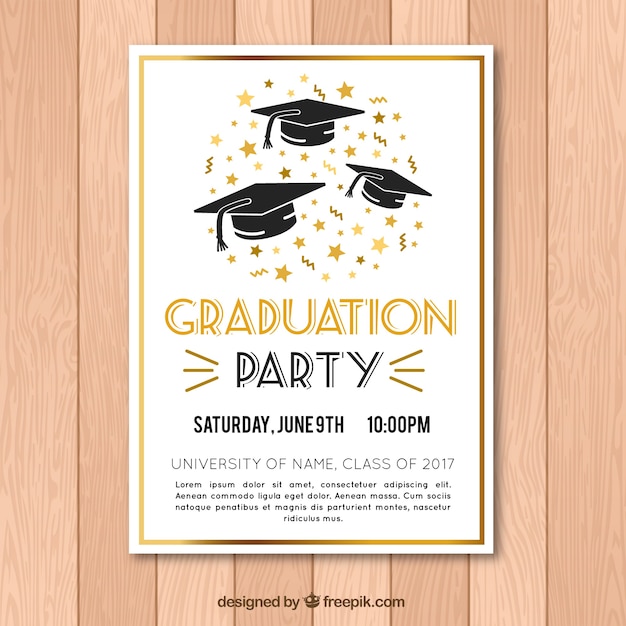 Cartel de fiesta de graduación elegante con elementos dorados